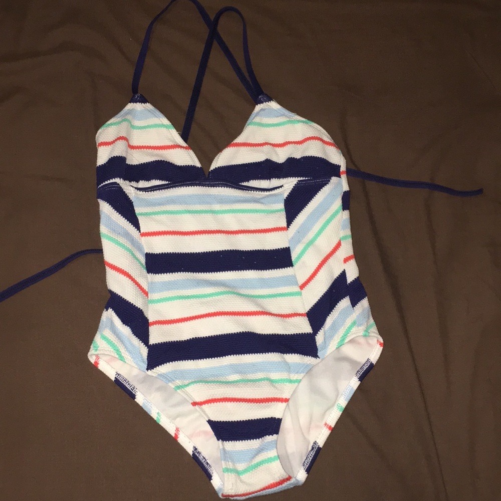 Striped one piece swimsuit